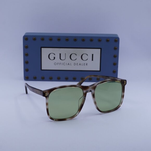 Gucci GG1041S 004 Square Sunglasses - Havana/Green - Picture 1 of 11